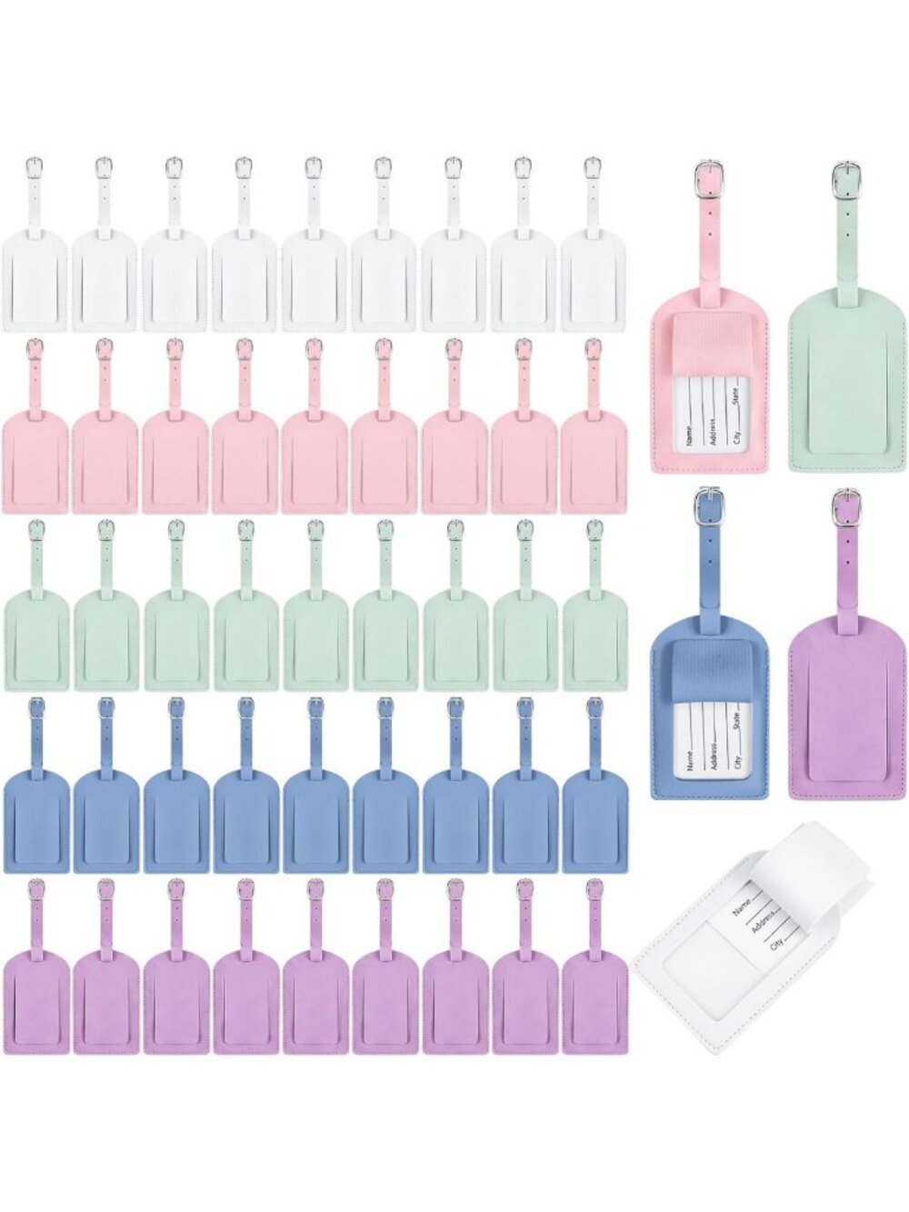 50Pcs Leather Luggage Tags for Travel, Suitcase Accessories, Wedding Favors